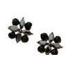 Carolee Jet Crystal Floral Button Earrings